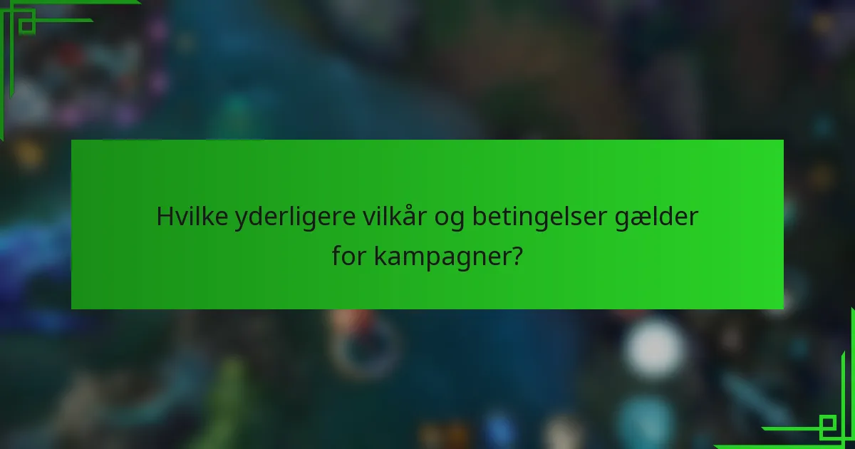 Hvilke yderligere vilkår og betingelser gælder for kampagner?